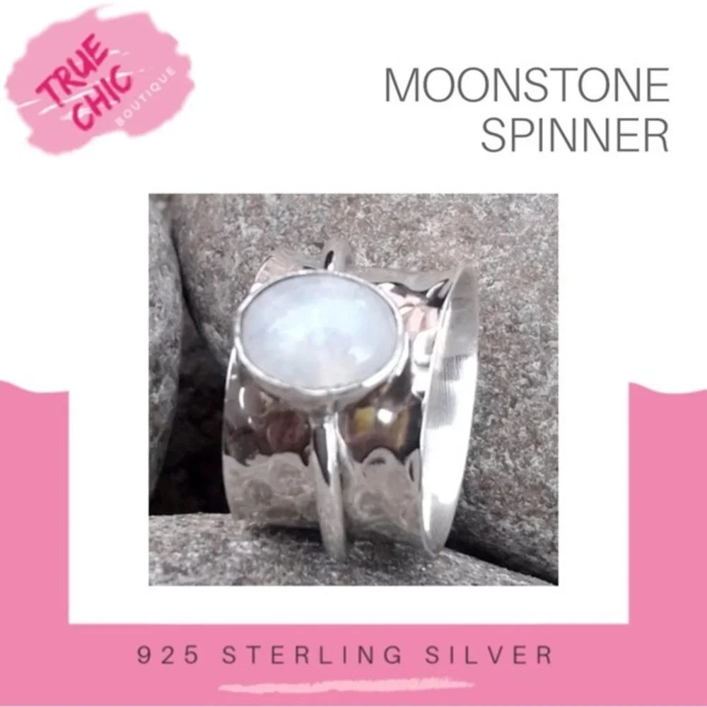 Moonstone Meditation Spinner Ring - Picture 1 of 2